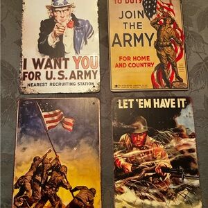 Vintage Military Recruitment Metal Signs 4 set
